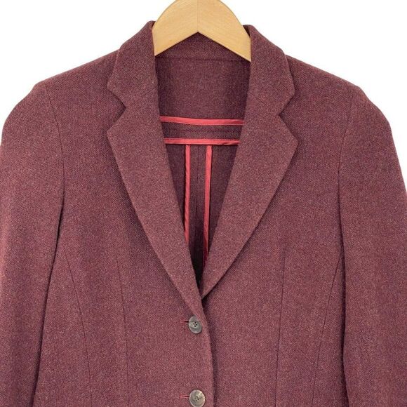 Purdey‎ Gun & Rifle Makers Drummond Suede-Trimmed Cashmere Blazer Merlot Women 8 - Picture 4 of 14